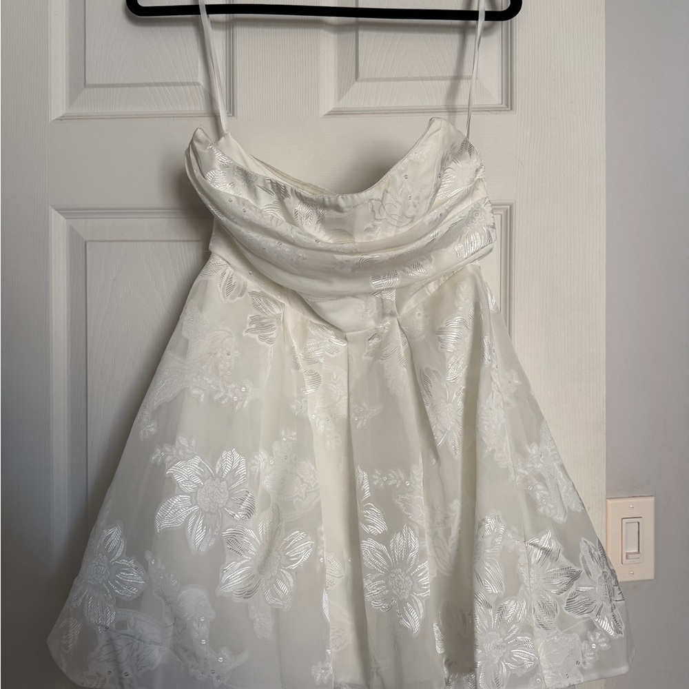 Hello Molly White Floral Satin Fit & Flare Dress